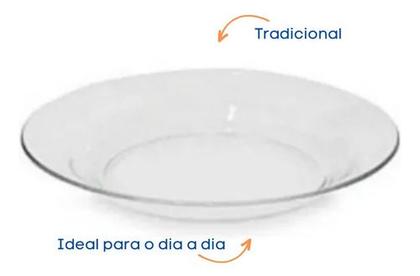 Imagem de Jogo Jantar 12 Peças Pratos Fundos Vidro Liso Resistente