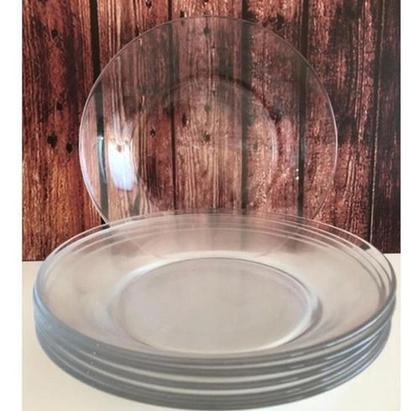 Imagem de Jogo Jantar 12 Peças Pratos Fundos Vidro Liso Resistente