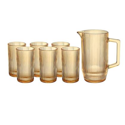 Imagem de Jogo Jarra 1,2 Litros Com 06 Copos 420ml Graffiato Ambar - Hauskraft