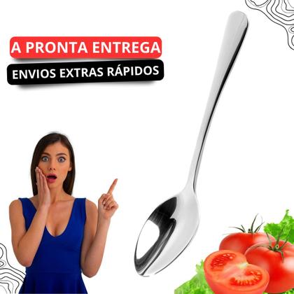 Imagem de Jogo Kit 12 Colheres de Mesa Talheres 100% Inox Alta Qualidade Para Alimentos e Sopas Envio Imediato
