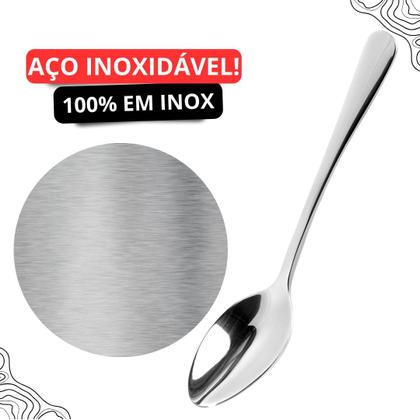 Imagem de Jogo Kit 12 Colheres de Mesa Talheres 100% Inox Alta Qualidade Para Alimentos e Sopas Envio Imediato