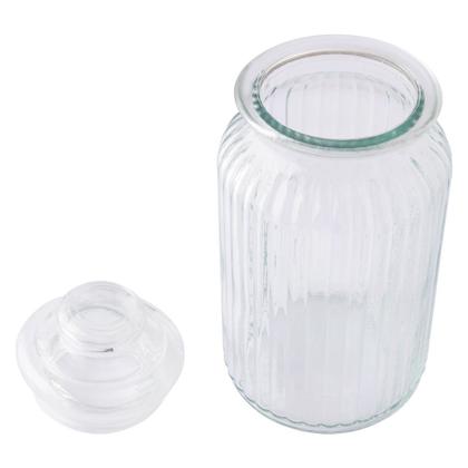 Imagem de Jogo Kit 3 Potes De Vidro 1350ml Com Tampa Hermética Redondo Transparente