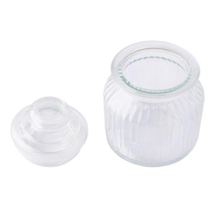 Imagem de Jogo Kit 3 Potes De Vidro 650ml Com Tampa Hermética Redondo Transparente