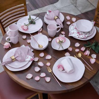 Imagem de Jogo Kit 4 Canecas Xicara Cerâmica Chá Café 380ml Ryo Pink Sand Oxford Rosa