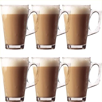 Imagem de Jogo Kit 6 Canecas De Vidro 260ml Cappuccino Café Xícara Jogo Chá Chocolate Presente Capuccino Leite