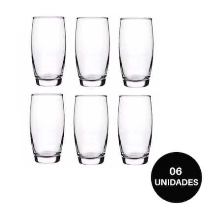 Imagem de Jogo Kit 6 Copos Vidro Longo Oca Drink Água Suco 300ml Nadir