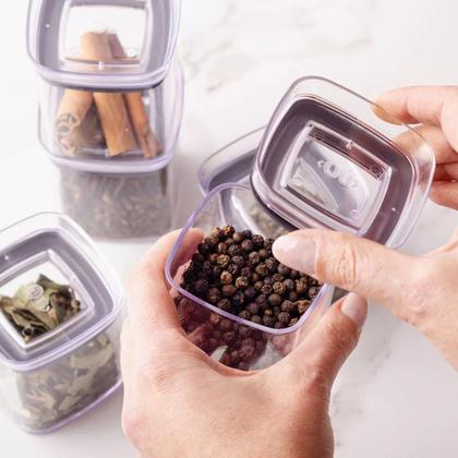 Imagem de Jogo Kit 6 Potes Hermético Para Mantimentos Condimentos Alimentos Plástico Organizador Ou