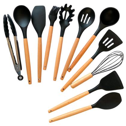 Imagem de Jogo Kit C/12 Peças Utensílios De Cozinha Colheres Espatulas