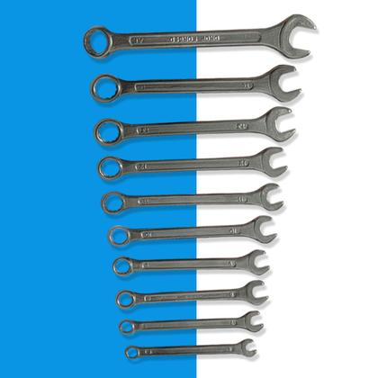 Imagem de Jogo Kit Chave Combinada Fixa e Estrela Boca de 6 a 17mm Com 10 Peças EDA Resistente em Aço Carbono 