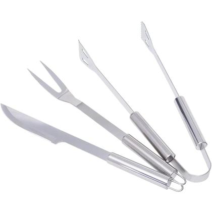 Imagem de Jogo Kit Churrasco Com Estojo Pegador Faca Forquilha Inox 3 Peças