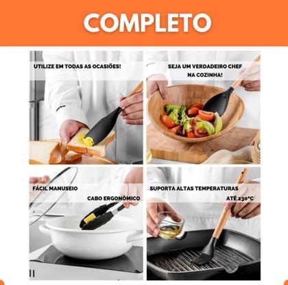 Imagem de Jogo kit com 12 peças Utensílios de Cozinha em Silicone Resistente, Antiaderrente