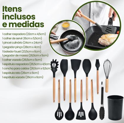 Imagem de Jogo kit com 12 peças Utensílios de Cozinha em Silicone Resistente, Antiaderrente