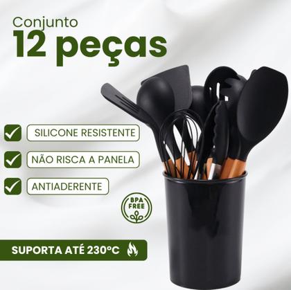Imagem de Jogo kit com 12 peças Utensílios de Cozinha em Silicone Resistente, Antiaderrente