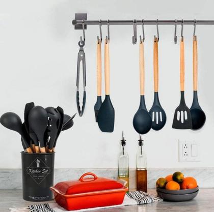 Imagem de Jogo kit com 12 peças Utensílios de Cozinha em Silicone Resistente, Antiaderrente