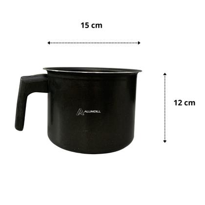 Imagem de Jogo Kit Conjunto de Leiteira Fervedor Canecao 3 peças Revestimento Antiaderente Preto com Preto Cabo de Baquelite