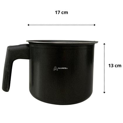 Imagem de Jogo Kit Conjunto de Leiteira Fervedor Canecao 3 peças Revestimento Antiaderente Preto com Preto Cabo de Baquelite