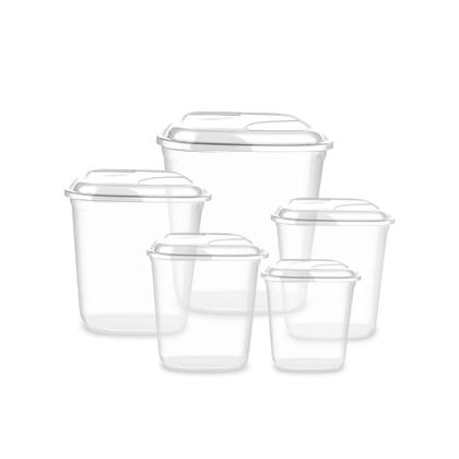 Imagem de Jogo Kit de 5 Potes Quadrado Transparente Arroz, Feijão, Açúcar, Café e Farinha - UninJet