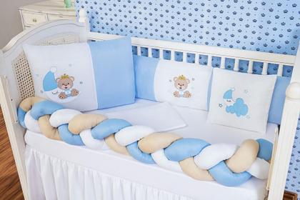 Imagem de Jogo Kit De Berço Trançado Com Edredom Menino Urso Lua 7 Pç Lançamento