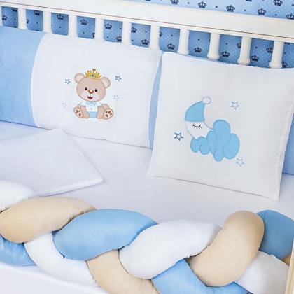 Imagem de Jogo Kit De Berço Trançado Com Edredom Menino Urso Lua 7 Pç Lançamento