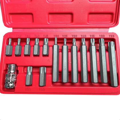Imagem de Jogo Kit De Bits Torx 15 Peças T20 a T55 Aço Crv Com Maleta