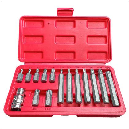 Imagem de Jogo Kit De Bits Torx 15 Peças T20 a T55 Aço Crv Com Maleta