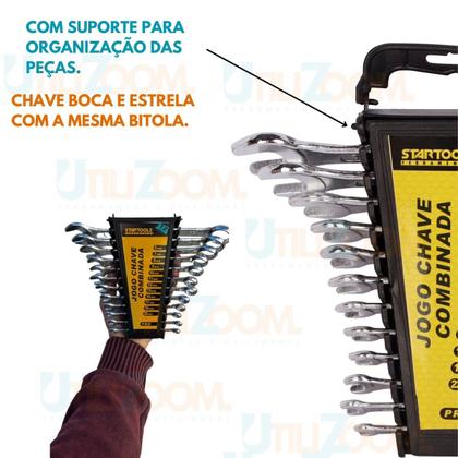 Imagem de Jogo Kit De Chave Combinada Aço Carbono 6 À 22mm 12 Peças