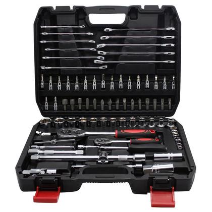 Imagem de Jogo Kit de Ferramentas 78 Peças Soquete Catraca Chave Combinada Maleta Completo