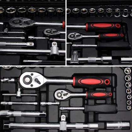 Imagem de Jogo Kit de Ferramentas 78 Peças Soquete Catraca Chave Combinada Maleta Completo