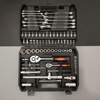 Imagem de Jogo Kit de Ferramentas 78 Peças Soquete Catraca Chave Combinada Maleta Completo