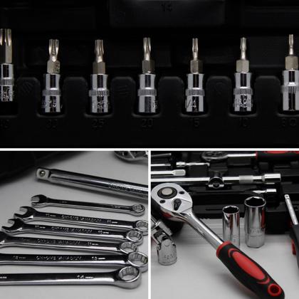 Imagem de Jogo Kit de Ferramentas 78 Peças Soquete Catraca Chave Combinada Maleta Completo