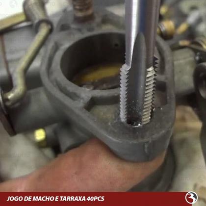 Imagem de Jogo Kit de Macho e Tarraxas Cossinete Rosca Interna e Externa com 40 Peças Para Fazer Rosca Metal Aço Tungstênio