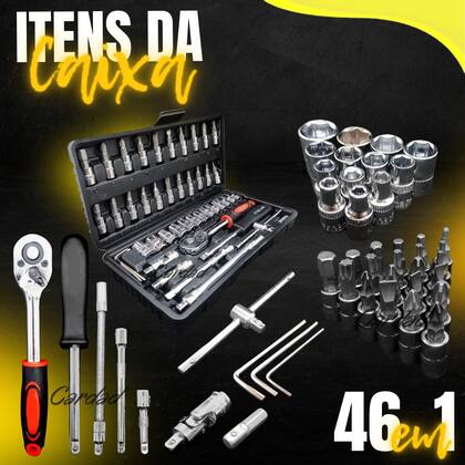 Imagem de Jogo Kit De Soquete 46 Peças 1/4 Catraca Chave Allen Torx