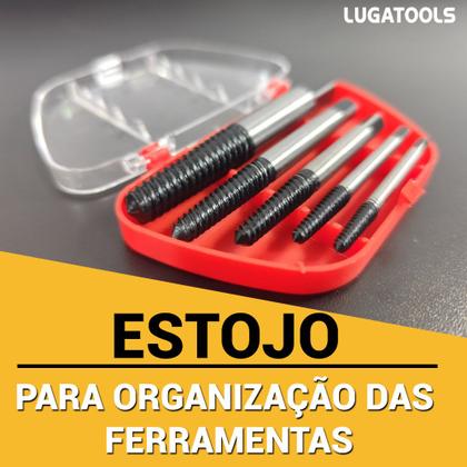 Imagem de Jogo Kit Extrator Saca Parafuso Quebrado Espanado 5 Peças 3 a 18mm Profissional Danificado Aço