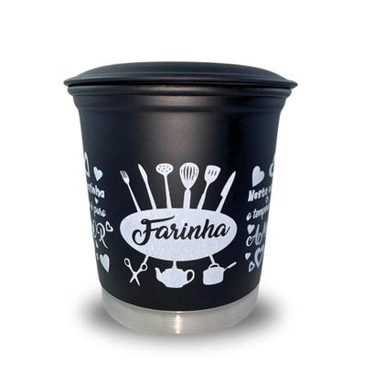 Imagem de Jogo Kit Lata Porta Mantimento Aluminio Preto Fosco com Nome