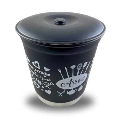 Imagem de Jogo Kit Lata Porta Mantimento Aluminio Preto Fosco com Nome