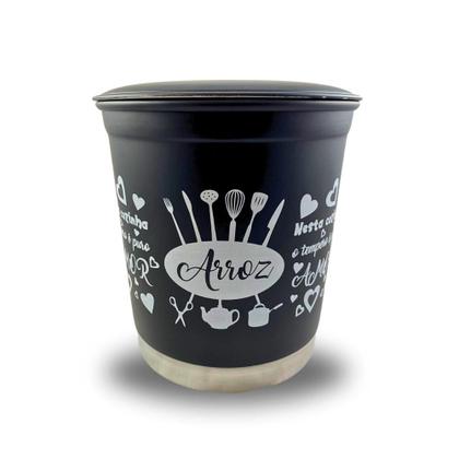 Imagem de Jogo Kit Lata Porta Mantimento Aluminio Preto Fosco com Nome