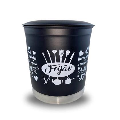 Imagem de Jogo Kit Lata Porta Mantimento Aluminio Preto Fosco com Nome