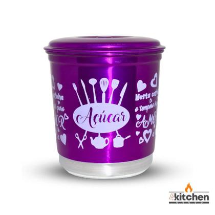 Imagem de Jogo Kit Lata Porta Mantimento em Aluminio Roxo com Nome