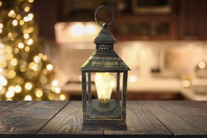 Imagem de Jogo Lamparina Decor Rústica LED Preto e Ouro Envelhecido 23cm 2 Peças - Master Christmas