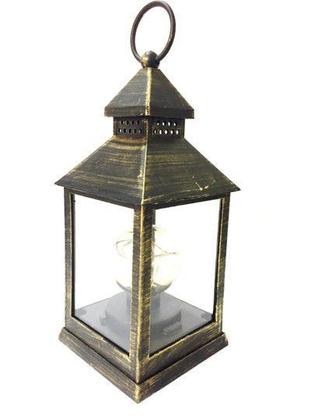 Imagem de Jogo Lamparina Decor Rústica LED Preto e Ouro Envelhecido 23cm 2 Peças - Master Christmas