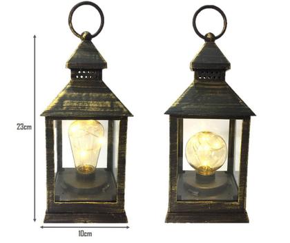 Imagem de Jogo Lamparina Decor Rústica LED Preto e Ouro Envelhecido 23cm 2 Peças - Master Christmas