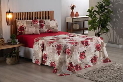 Imagem de Jogo Lençol 4 Peças c/ Elástico Queen Size Algodão 180 Fios Estampado