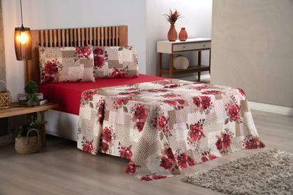 Imagem de Jogo Lençol 4 Peças c/ Elástico Queen Size Algodão 180 Fios Estampado