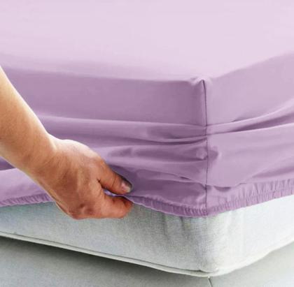 Imagem de Jogo lençol 4 peças cama casal box 1,38x1,88x0,30cm altura hotel pousada resort ótimo acabamento-lilas-claro