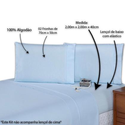 Imagem de jOGO Lençol cama King 400 Fios 3 Peças algodao com elastico