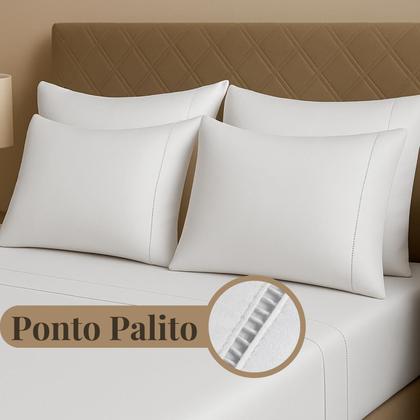 Imagem de Jogo Lençol Cama Queen 600 Fios Egípcios Algodão 04 Peças Percal Luxo