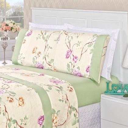 Imagem de Jogo Lençol Casal 4 Peças Para Cama Box Linha Charmoso Estampas Variadas Luxo