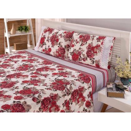 Imagem de Jogo Lençol Casal 4 Peças Para Cama Box Linha Charmoso Estampas Variadas Luxo