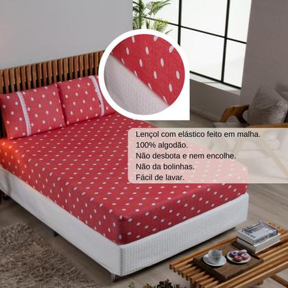Imagem de Jogo Lençol Casal Estampado Elástico Malha 100% Algodão