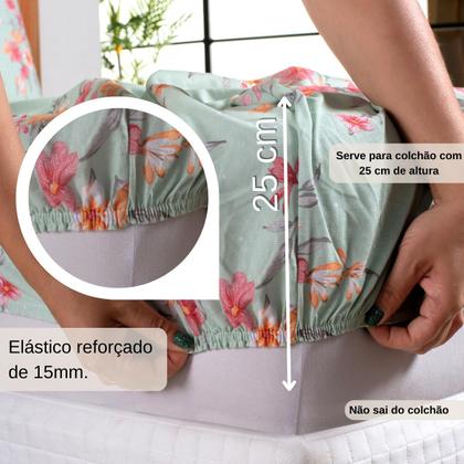 Imagem de Jogo Lençol Casal Estampado Elástico Malha 100% Algodão